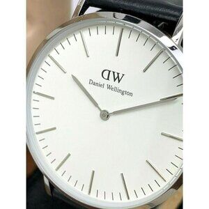 Daniel Wellington Men's Watch DW00100020 Silver 41mm White Dial Black Leather